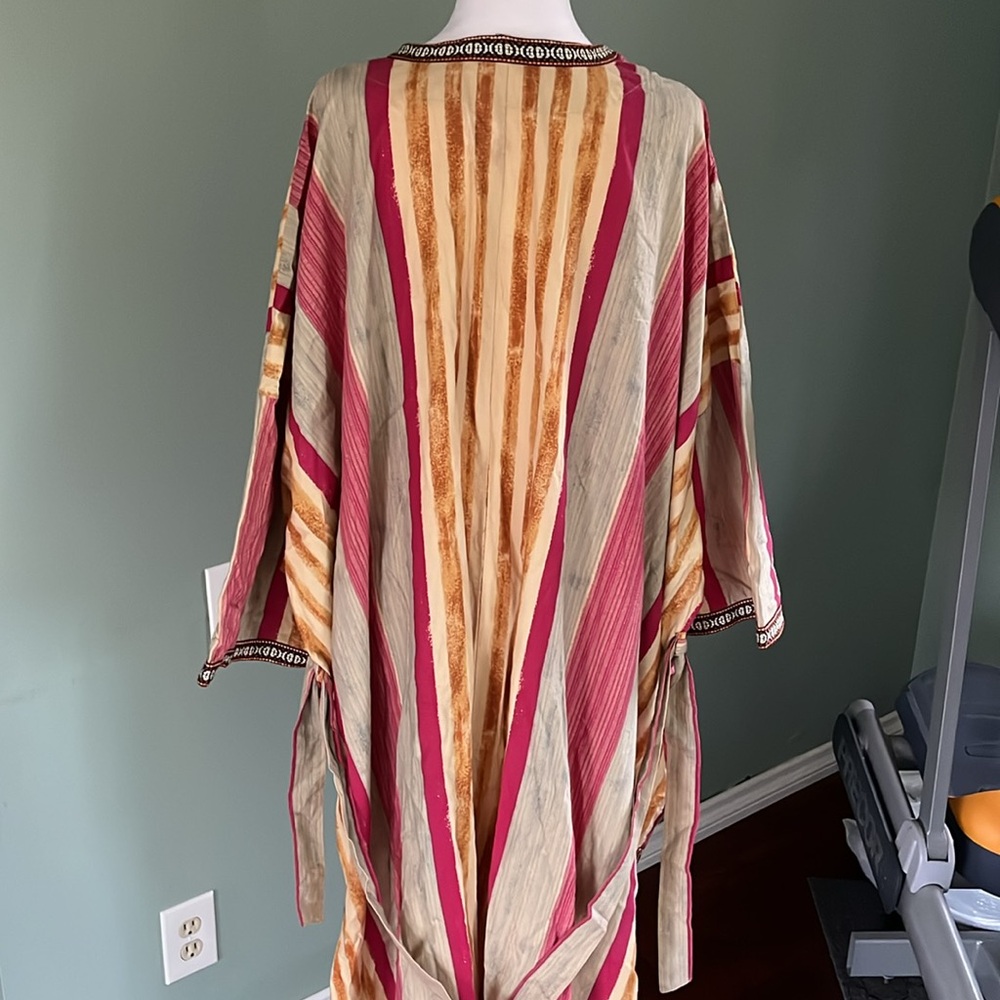 Free People Intimately Free Meadowsweet Kimono Robe Cotton Striped Embroidered - Picture 6 of 13